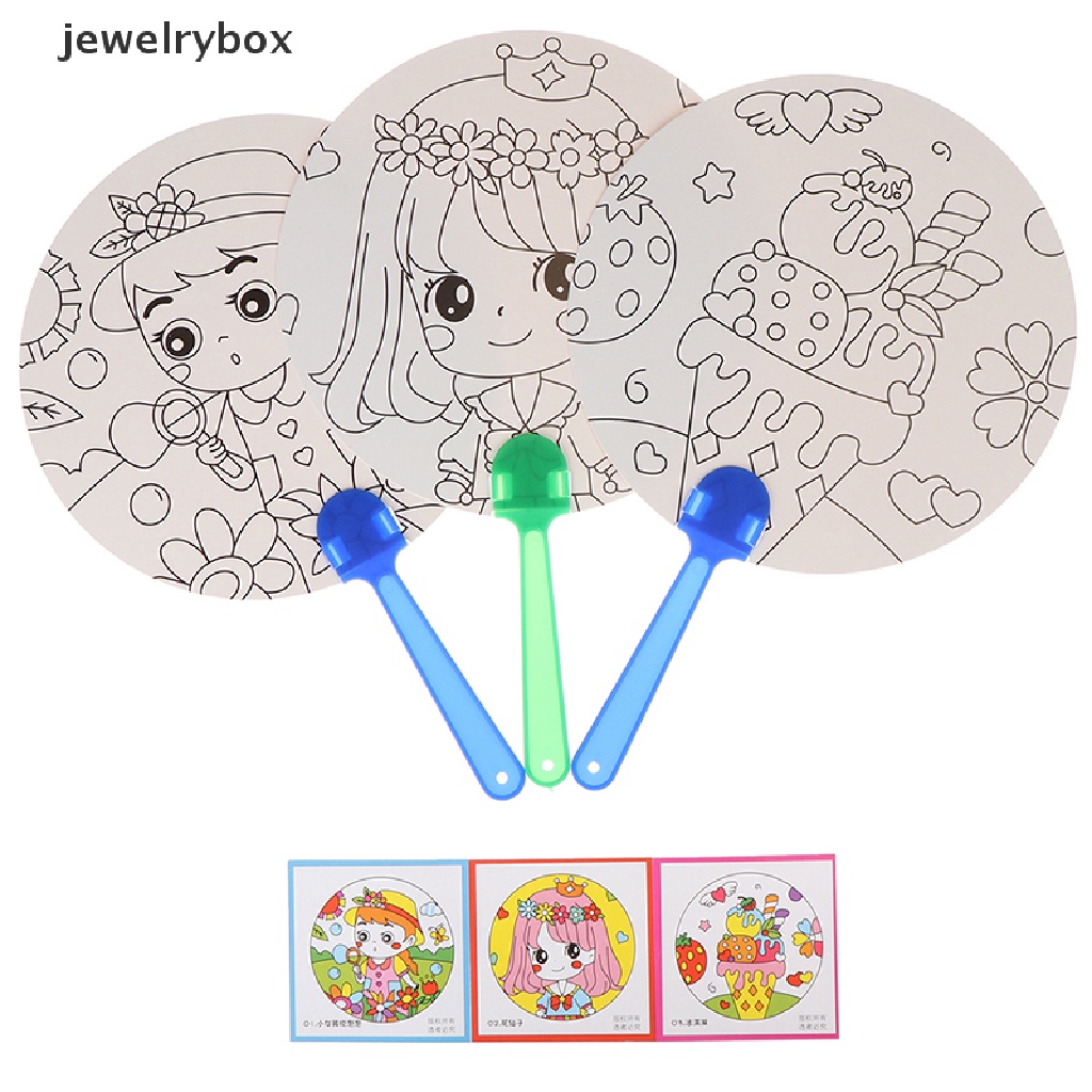 [jewelrybox] 1pc DIY Anak-Anak Mewarnai Kartun Kipas Tangan Kerajinan Mainan Gambar Tk Butik