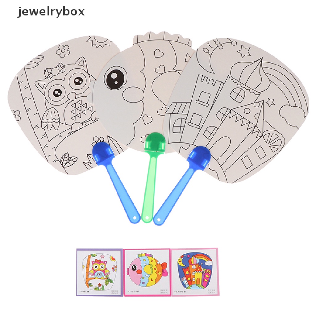 [jewelrybox] 1pc DIY Anak-Anak Mewarnai Kartun Kipas Tangan Kerajinan Mainan Gambar Tk Butik