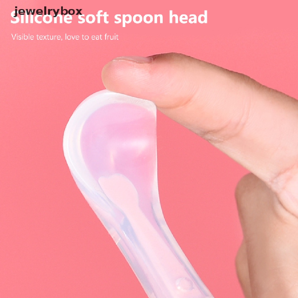 [jewelrybox] Sendok Makan Makanan Bayi Stainless Steel Scraping Silicone Soft Spoon Cutlery Butik