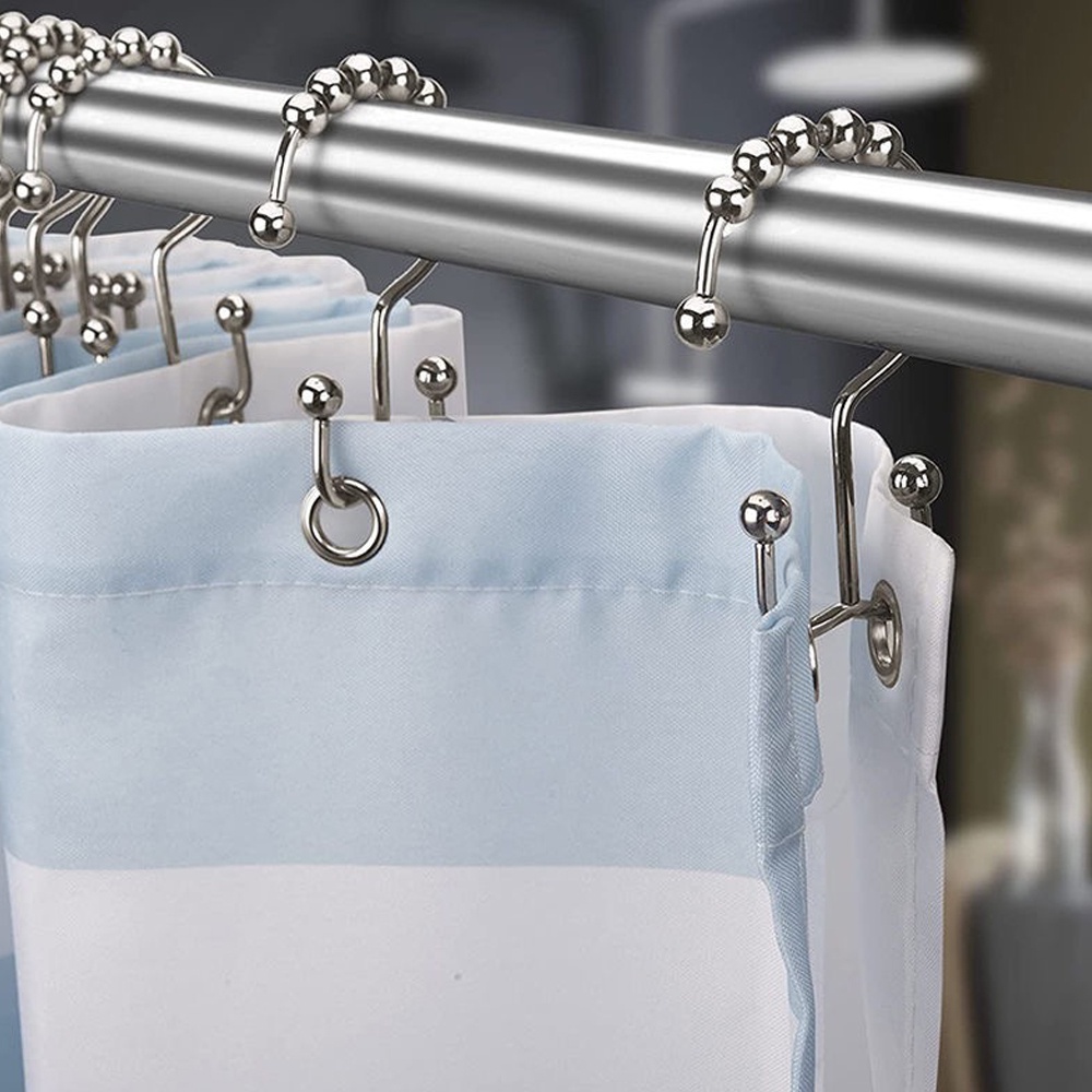 1/12pcs Stainless Steel Perlengkapan Kamar Mandi Rumah Tangga Multifungsi Kait Dua Sisi Tahan Karat Dengan Rollerball Rolling Glide Rod Ring Heavy-duty Hook Glide Shower Curtain