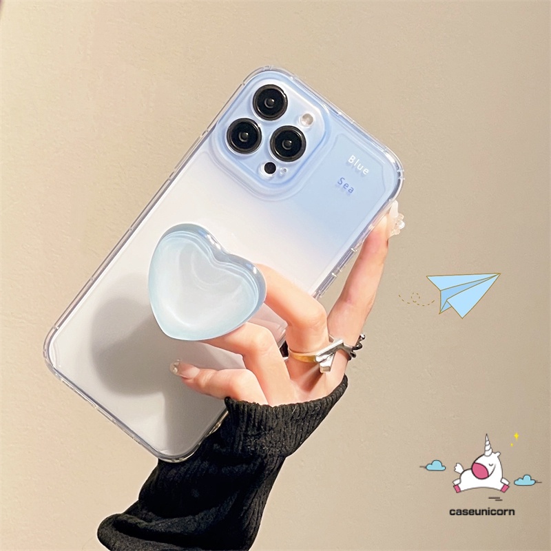 Case Gradasi Biru Infinix Note 12 10 Pro 12 G96 12 2023 Hot 10 9 11 12 Play Hot 9 8 10 10s 20 12i 20s 11s 10t 10s NFC Smart 5 4 6 Plus Tempat Cincin Love Hati Lucu Stand Soft Cover/Sarung Bantal Guling/Stand Soft Cover