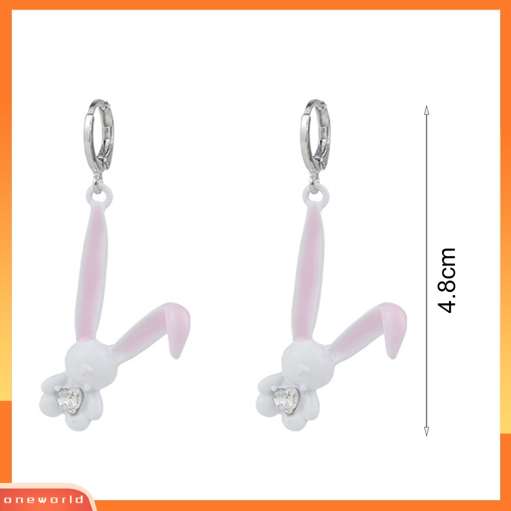 [EONE] 1pasang Menjuntai Anting Manis Hias Berlian Imitasi Korea Kartun Kelinci Kepribadian Tindik Anting-Anting Perhiasan Aksesori