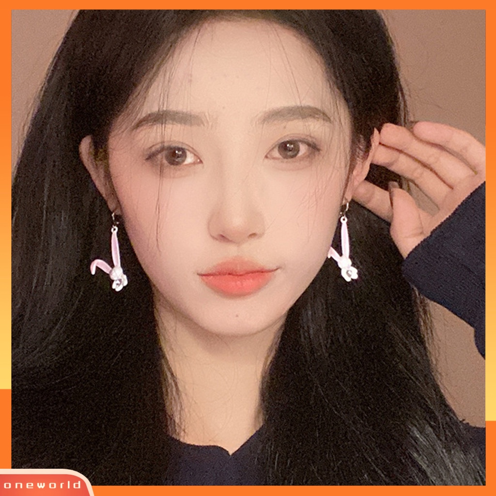 [EONE] 1pasang Menjuntai Anting Manis Hias Berlian Imitasi Korea Kartun Kelinci Kepribadian Tindik Anting-Anting Perhiasan Aksesori