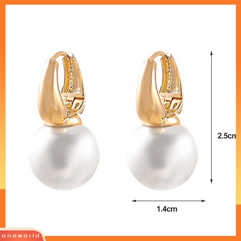 [EONE] 1pasang Anting Hoop Elegan Temperamen Minimalis Geometris Electroplating Hias Hadiah Wanita Mutiara Imitasi Menjuntai Anting Eardrop Perhiasan Fashion Aksesori