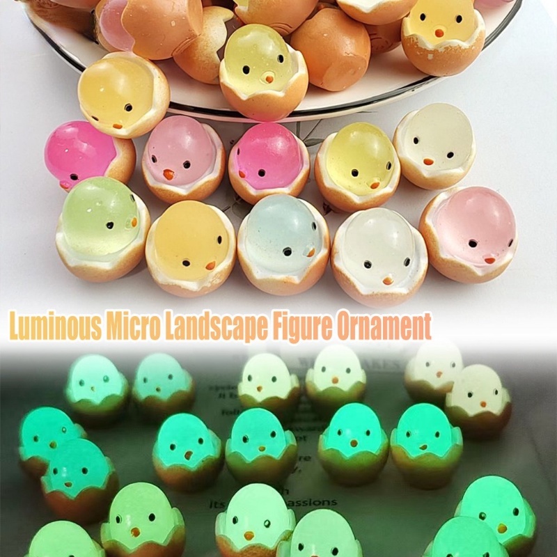 Kawaii Colorful Resin Pecah Eggshell Ayam Dekorasi/Otomotif Bercahaya Dalam Gelap Hewan Ornamen DIY Dekorasi Rumah Kerajinan