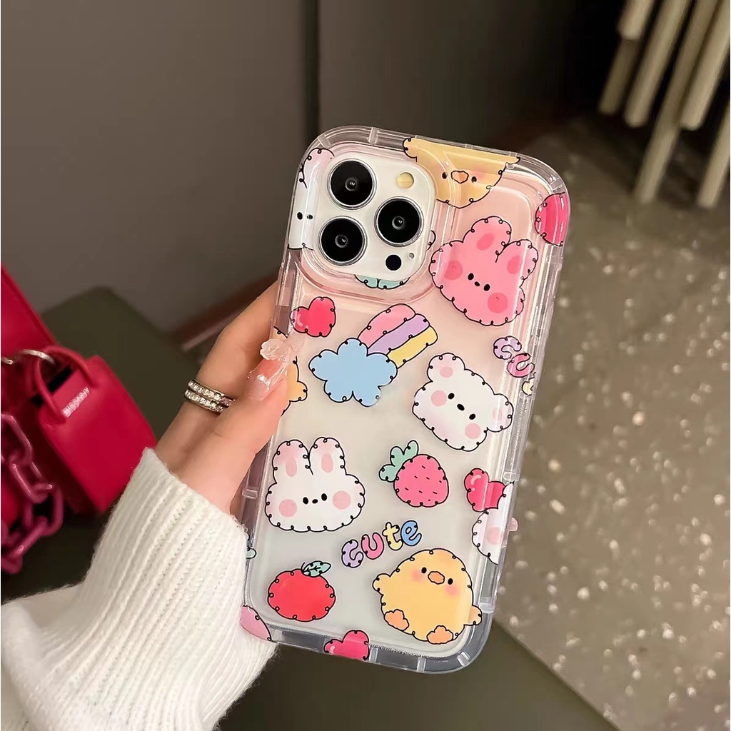 IPHONE Cocok Untuk Iphone14 14pro 14plus 13 13mini 13pro 13prm iPhone12 7Plus 8Plus Xr XS 13 12mini Pro Max Empat Sudut Casing Ponsel Transparan Tahan Guncangan