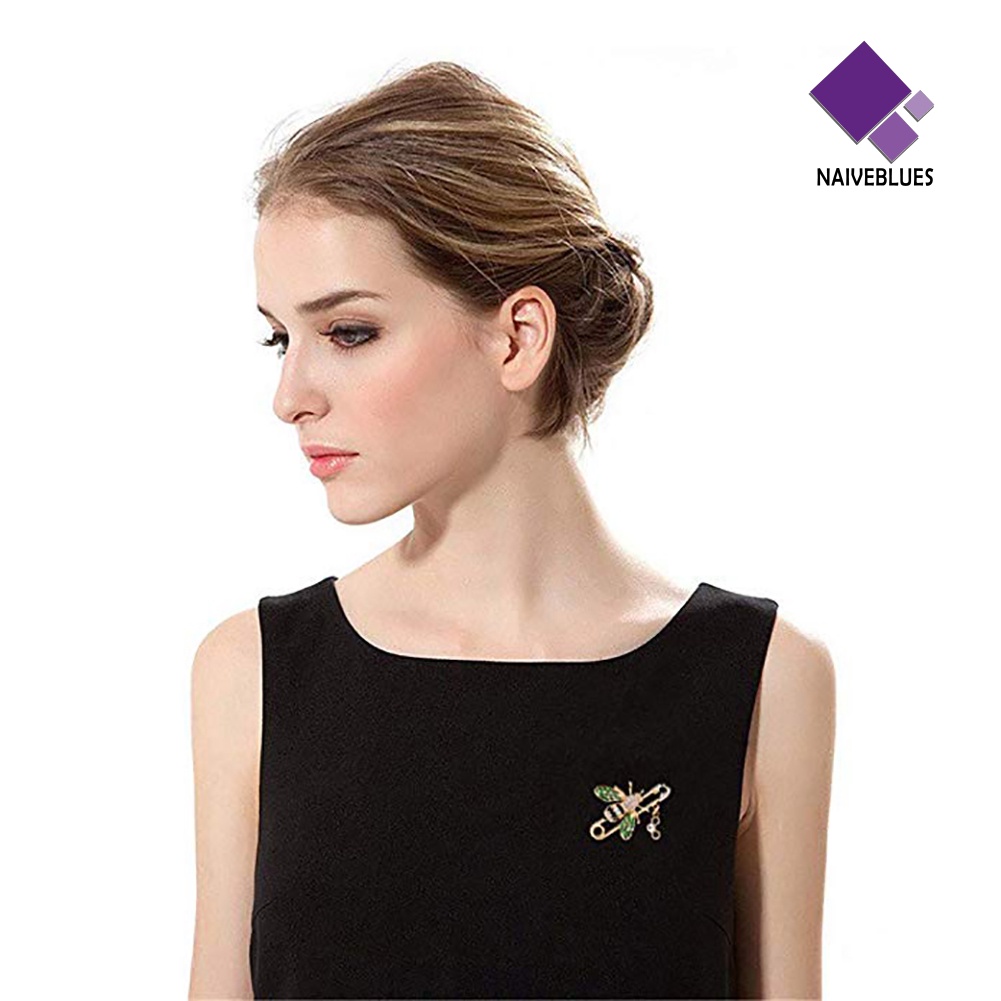 &lt; Naiveblues &gt; Fashion Wanita Lebah Enamel Berlian Imitasi Bros Pin Pakaian Lapel Decor