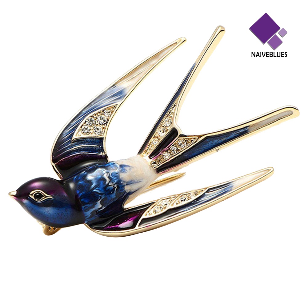 &lt; Naiveblues &gt; Fashion Wanita Enamel Burung Walet Kerah Bros Lapel Pakaian Perhiasan