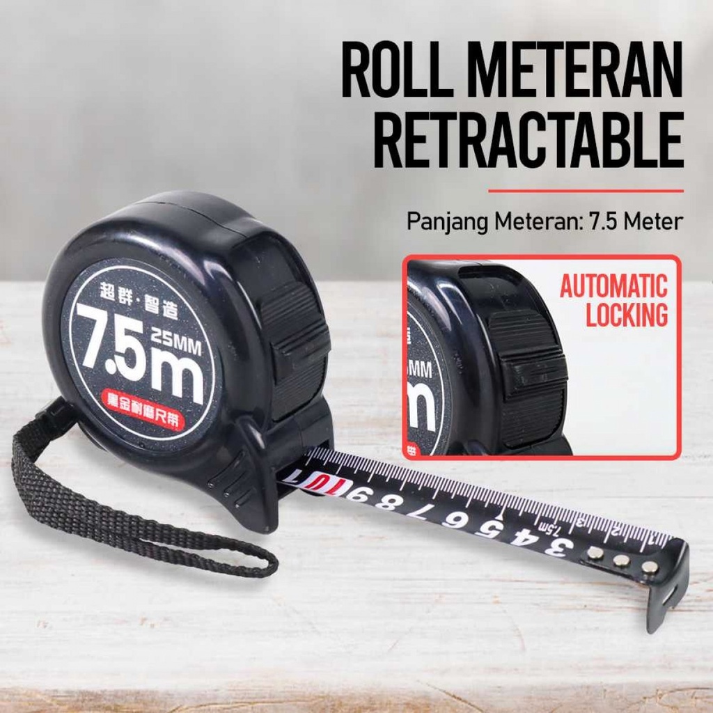 Meteran Roll Retractable Ruler Precision 8M Alat Ukur Panjang Jarak