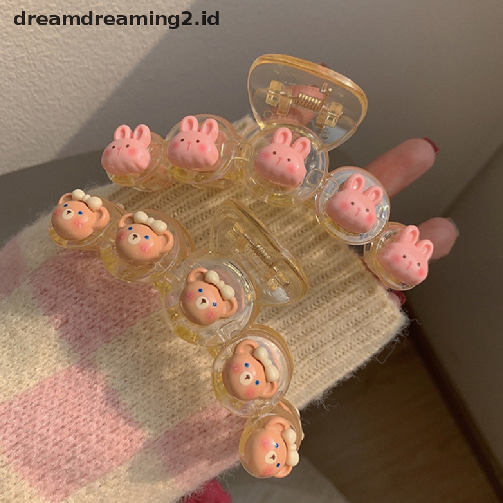 (dream) 1pc Besar Cherry Hair Claw Clips Beruang Lucu Kelinci Jepit Wanita Hiu Klip Tulip Hairclip Strawberry Aksesoris Rambut Pan Artefak Rambut//