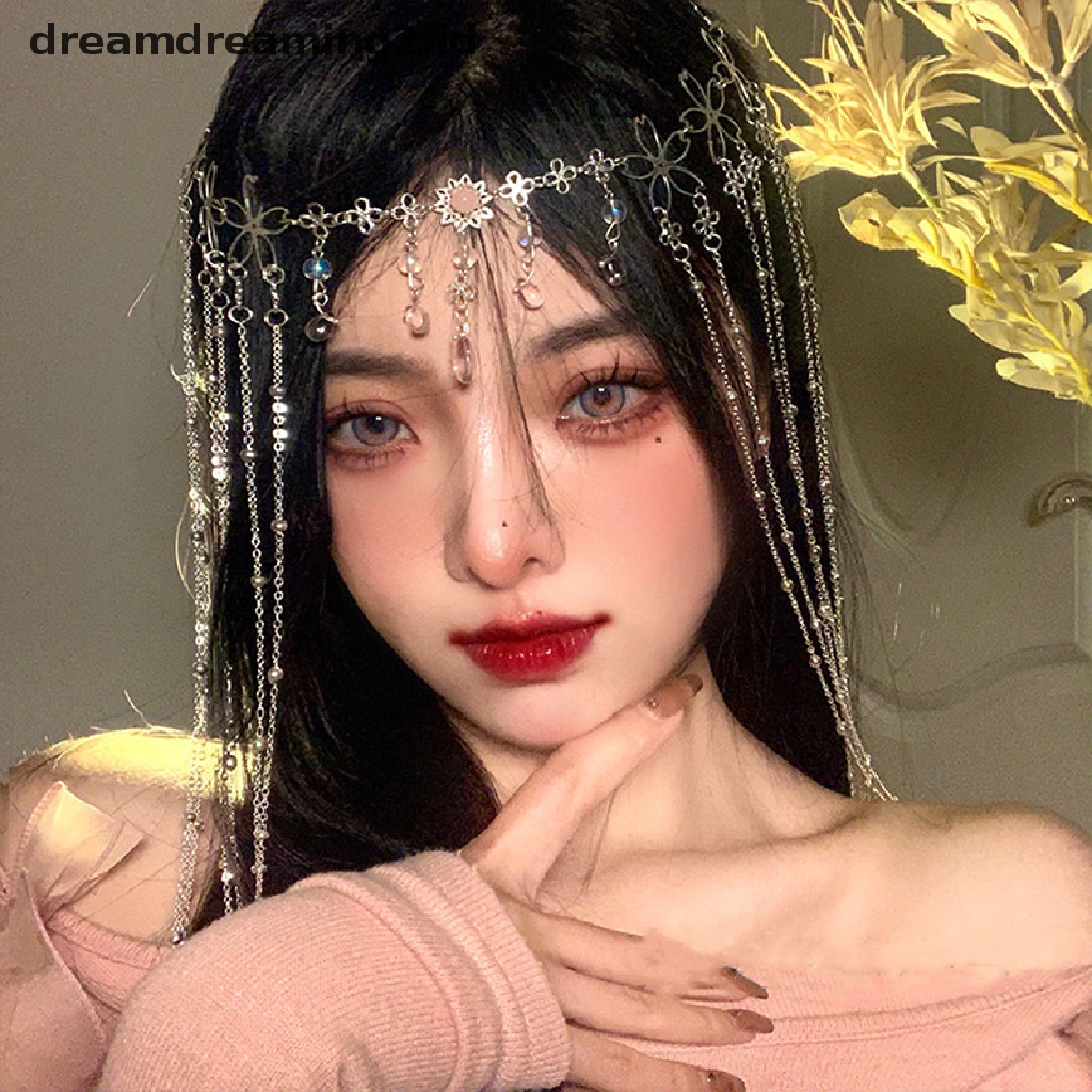 (dream) Perhiasan Rambut Vintage Gaya Cina Fashion Alloy Berlian Imitasi Rantai Rumbai Perhiasan Hiasan Kepala Dekorasi Headpiece Chinese Hairpin Aksesoris Rambut//