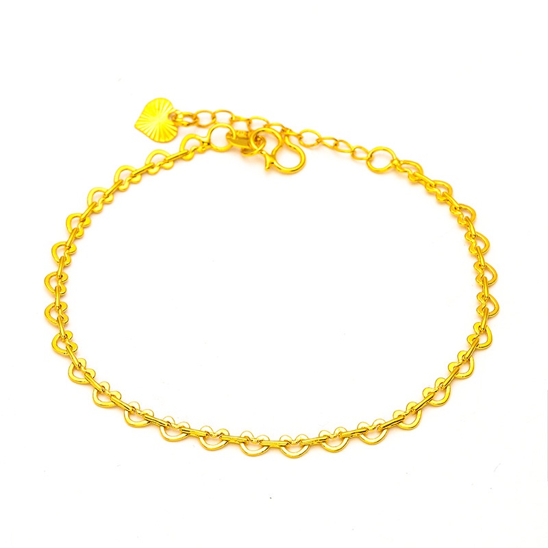 Goldkingdom Perhiasan Fashion 24K Bangkok Aksesoris Ready Stock Wanita Cinta Gelang Tipis Gelang Grosir Berlapis Emas Vakum Gelang