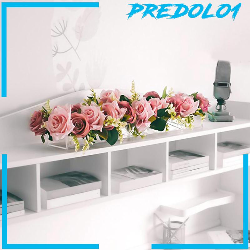 [Predolo1] Vas Bunga Akrilik Bentuk Persegi Panjang Floral Centerpiece Untuk Hadiah Ruang Tamu Rumah