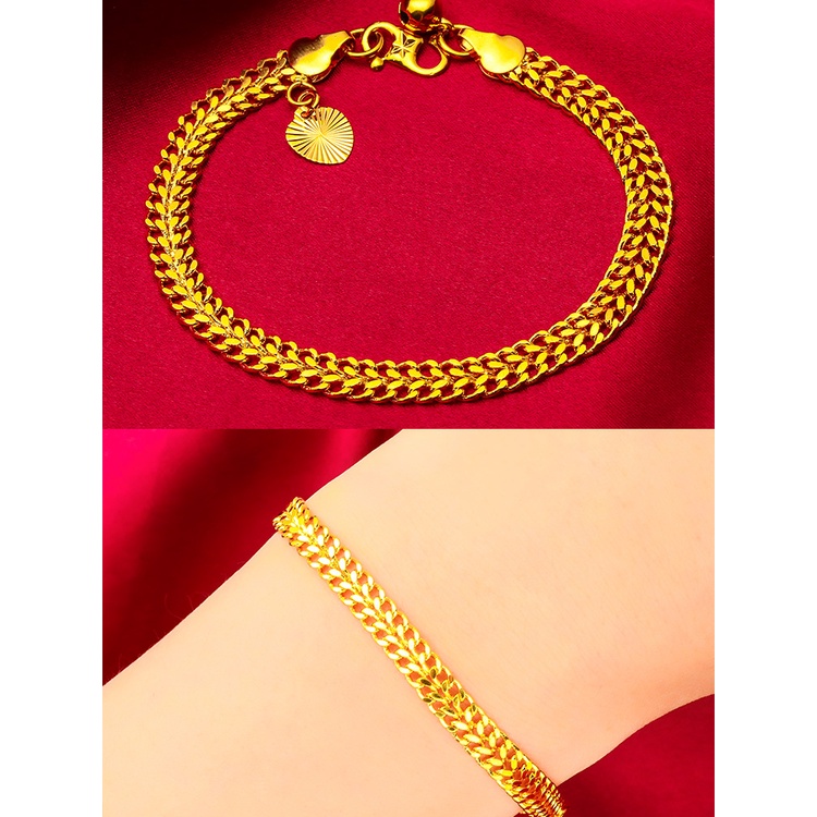 Goldkingdom Fashion Perhiasan 24K Bangkok Aksesoris Bintik Berlapis Emas Gelang Datar Anak Gelang Lady