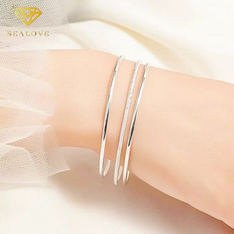 3 Pcs/Set Gelang titanium Wanita Anti Karat 18K Emas Cantik Bangle Aksesoris Mewah Korean Style COD