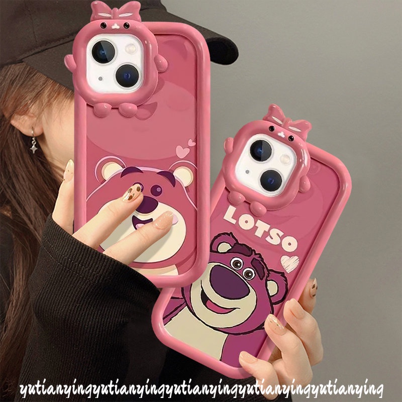 Case Manyo Beruang Strawberry Lucu Vivo Y35 Y12i Y12 Y22 Y15 Y16 Y21 Y22s Y02s Y31 Y20 Y11 Y30 Y55 Y17 Y51 Y15A Y15s Y33s V25E Y91 V25 V23E V23 Y75 3D Bow Little Monster Lens Cover