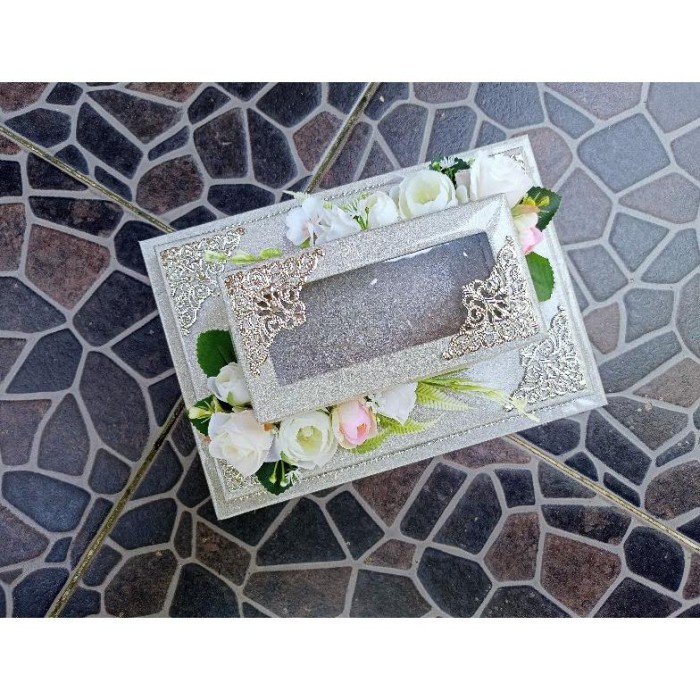 kotak uang mahar seserahan / money box / tempat uang - Silver