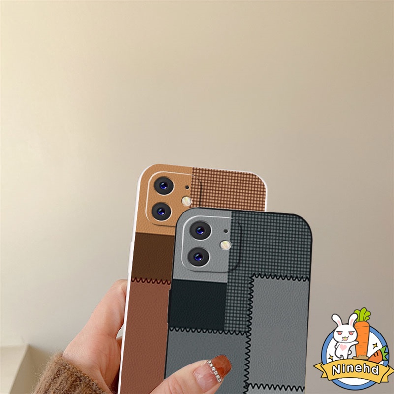 IPHONE Casing Kompatibel Untuk Iphone14 13 12 11 Pro Max X Xr Xs Max8 7 6 6s Plus SE 2020 Simple Kulit Grid Kreatif Silikon Casing Ponsel Pelindung Lensa Shockproof Anti Cover Pelindung