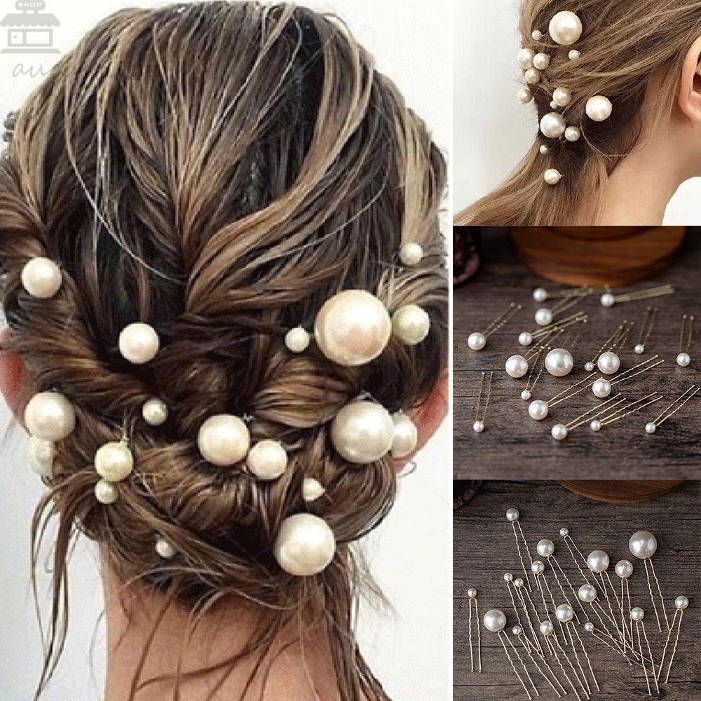 Agustinina Mutiara Jepit Rambut Tiara Pengantin Hairstyle Pearl Aksesoris Rambut Hiasan Kepala U-shaped Hairstyle Tools Bridal Tiara