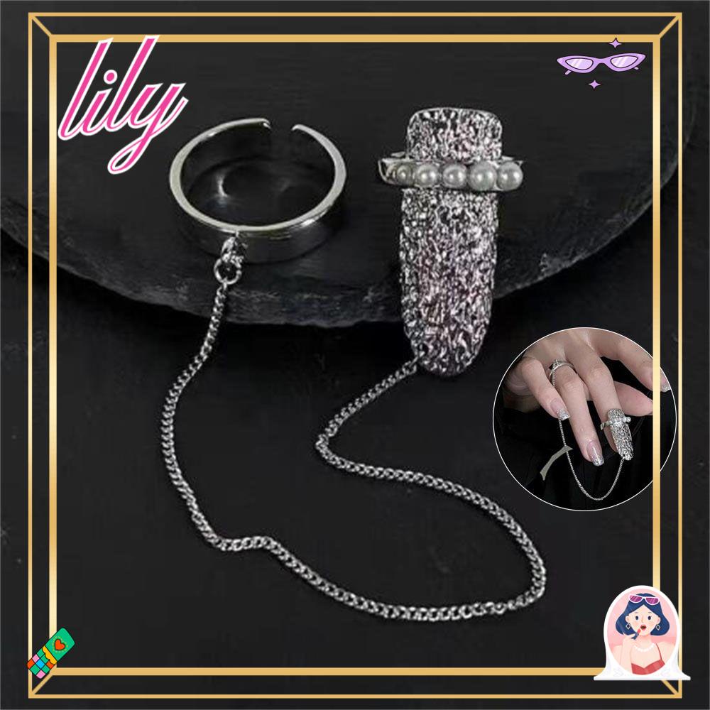 Lily Nail Ring Fashion Desain Sederhana Cincin Kuku Jari Warna Perak