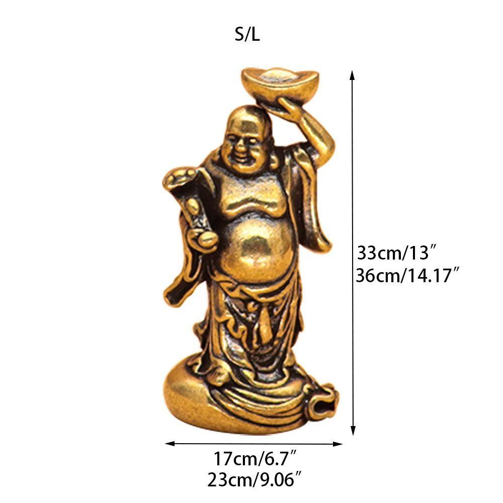 Lanfy Maitreya Buddha Ornamen Kecil Mudah Digunakan Antik Buddha Kuningan Ruyi Yuanbao Patung Saku