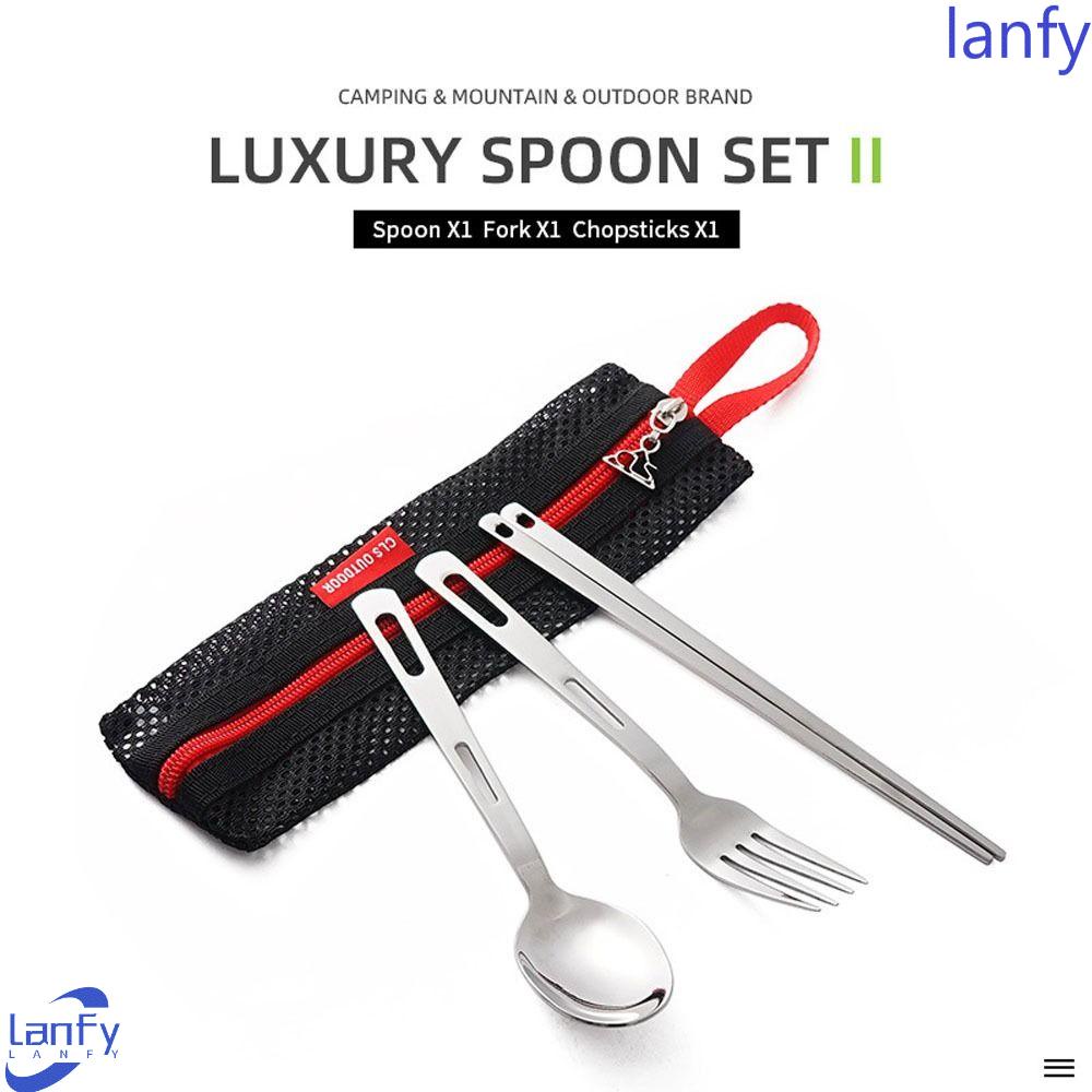 Lanfy Set Peralatan Makan Outdoor Portable Sumpit Garpu Sendok Alat Dapur Piknik Peralatan Makan Camping Peralatan Makan Outdoor