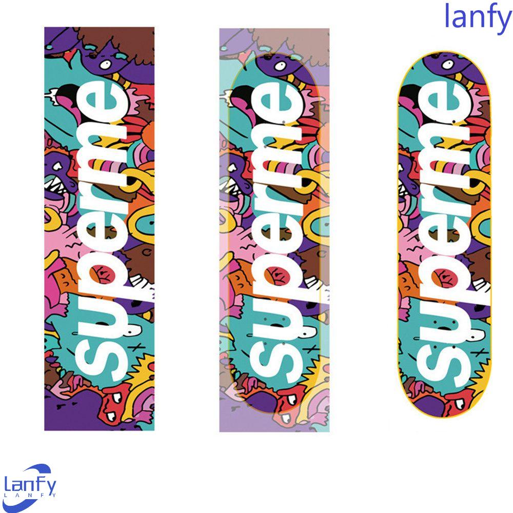 Lanfy Skateboard Amplas Skateboard Aksesoris Stiker Hias Semprot Digital Double Rocker Sepeda Listrik Scooter Griptape