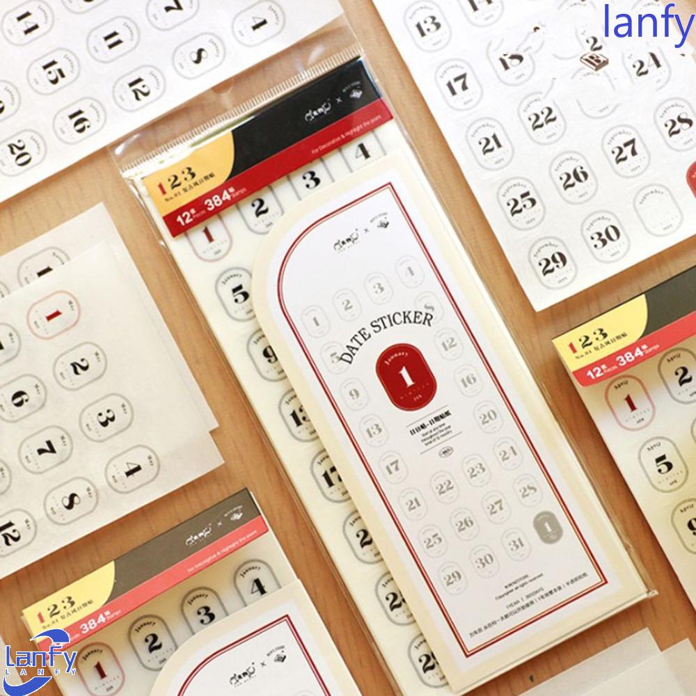 Lanfy 365hari Tanggal Stiker Perekat Diri Jurnal Scrapbooking Stiker Perah Planner Perlengkapan Alat Tulis Kantor Kalender Stiker