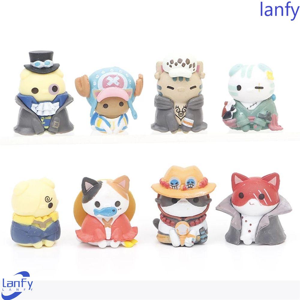 Lanfy Monkey D Luffy 8Pcs/Set Koleksi Figure Mainan Portgas · D · Ace PVC Chopper Cat Cos Angka