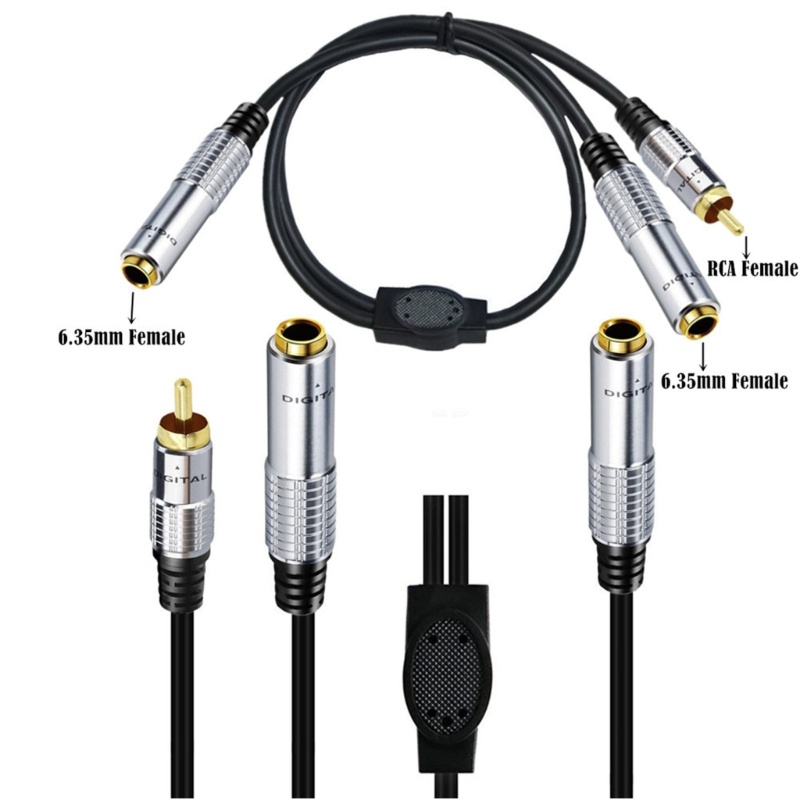 Cre 1per4 &quot;Female to RCA Male+1Per4Female Cord RCA Extension Cable Y Splitter Suara Excellet Kabel Ekstensi Stereo Kawat