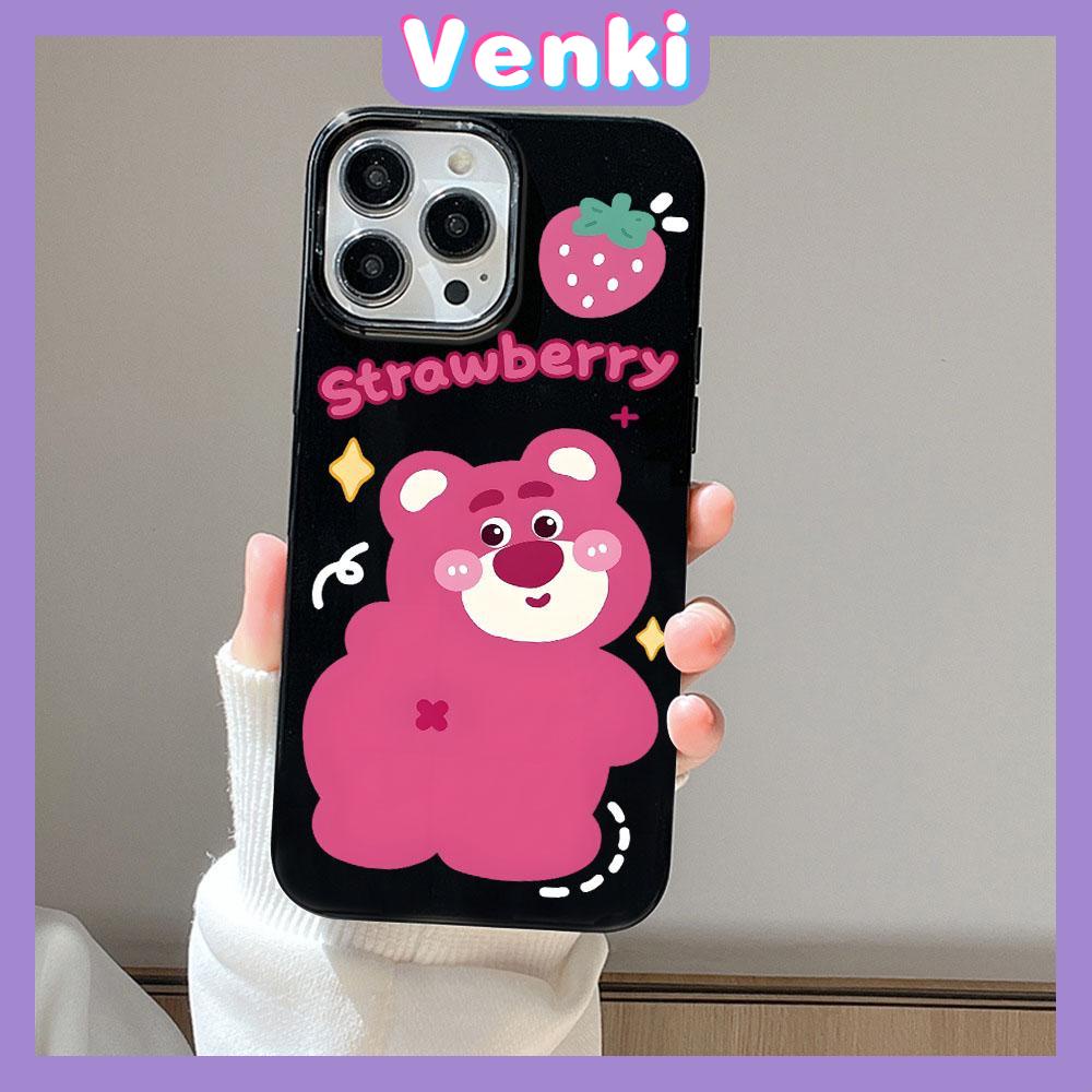 VENKI - For iPhone 14 Pro Max iPhone Cute Bear Glossy Black Case TPU Soft Shell Protection Shockproof Camera Compatible with iPhone 13 Pro max 12 Pro Max 11 xr xs max 7Plus 8Plus