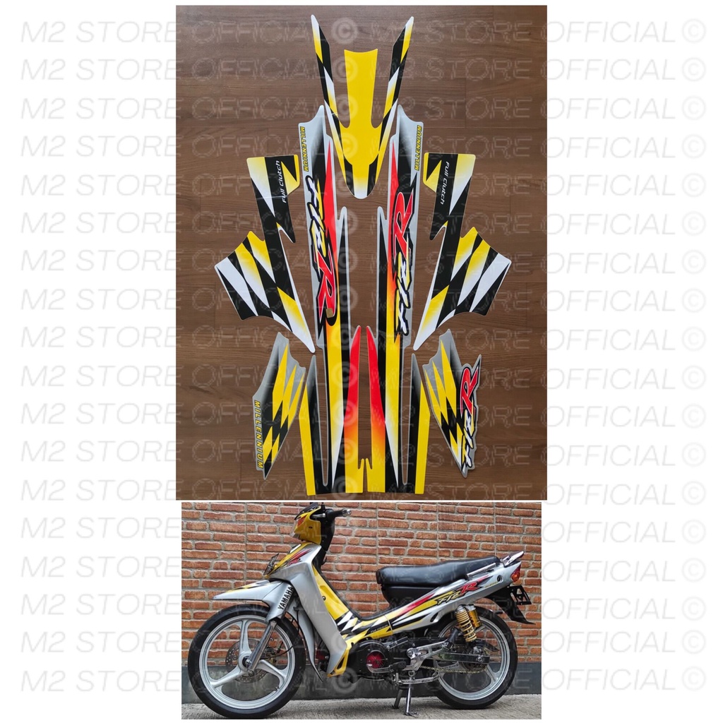 Striping list lis body motor Yamaha fiz r Fiz R milenium silver kuning sticker stiker Fiz R f1zr f1z