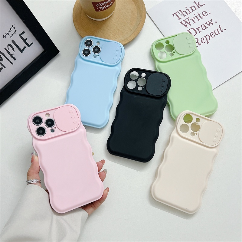 IPHONE Cover Silikon TPU Cocok Untuk Iphone14 13 12 11 Pro X XS Max XR 7 8 14 Plus Lensa Pelindung Jendela Sliding Soft Case