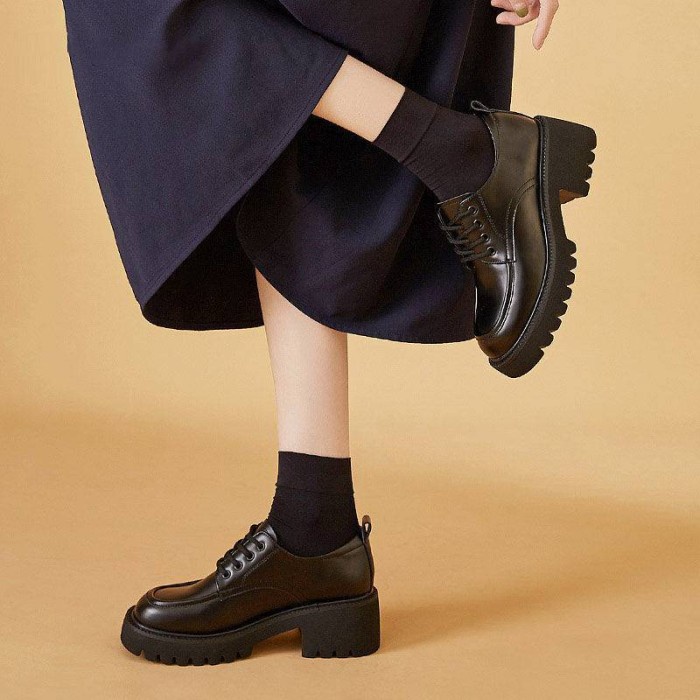 Sepatu Docmart Flat Pantofel Korea  Wanita  Sociouse - Hitam, 38