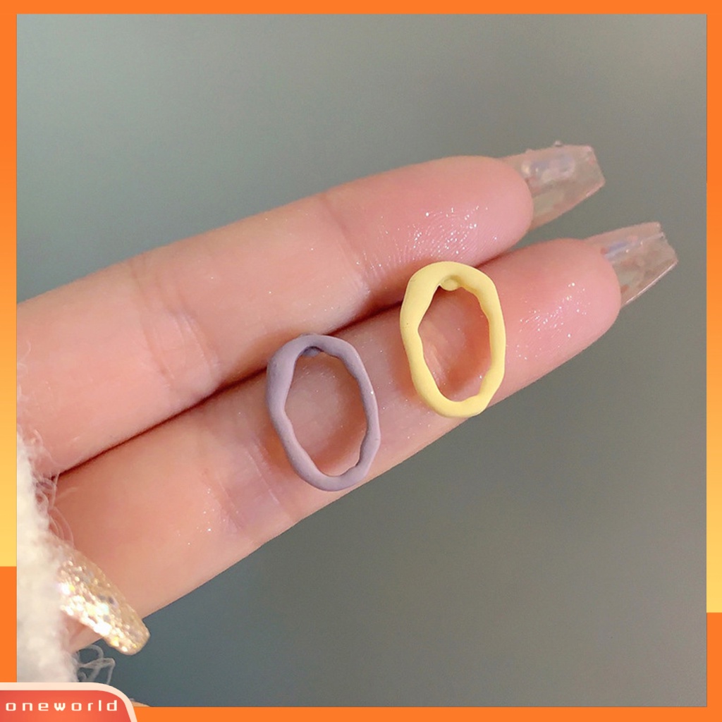 [EONE] 1pasang Ear Studs Geometric Irregular Personality Hollow Matte Hadiah Kecil Warna Kontras Wanita Anting Perhiasan Fashion