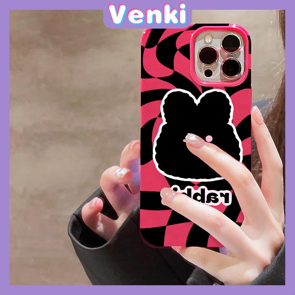 VENKI - For iPhone 11 iPhone Case Pink Glossy TPU Soft Case Shockproof Protection Camera Cute Cute Rabbit Compatible with iPhone 14 13 Pro max 12 Pro Max xr xs max 7Plus 8Plus