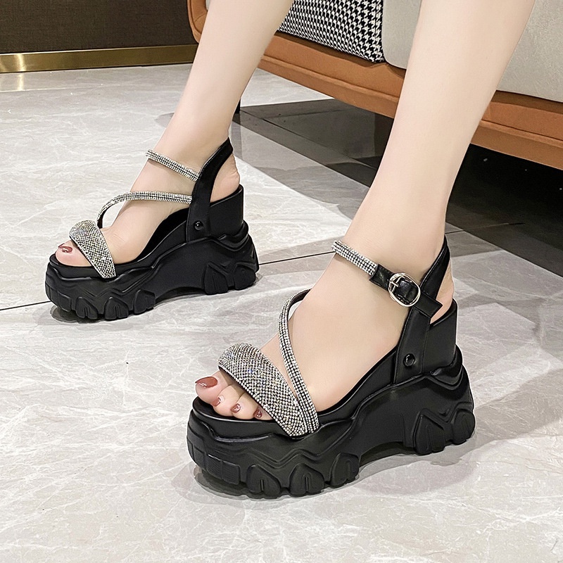 [JY] 1462 [KUALITAS PREMIUM] Sepatu Sandal Wanita Heels Hak 7017 Les Blink TEBAL CRYSTAL TINGGI ELEGAN CANTIK Pesta Santai Keren Impor