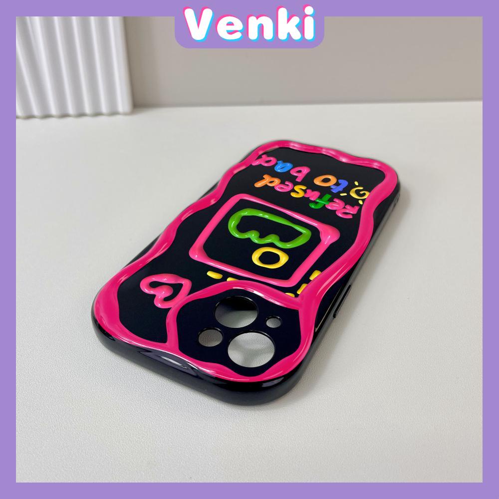 VENKI - For iPhone 11 iPhone Case 3D Curved Edge Wave Glossy Black TPU Airbag Shockproof Camera Cover Purple Bunny Compatible with iPhone 14 13 Pro max 12 Pro Max xr xs max 7 8Plus