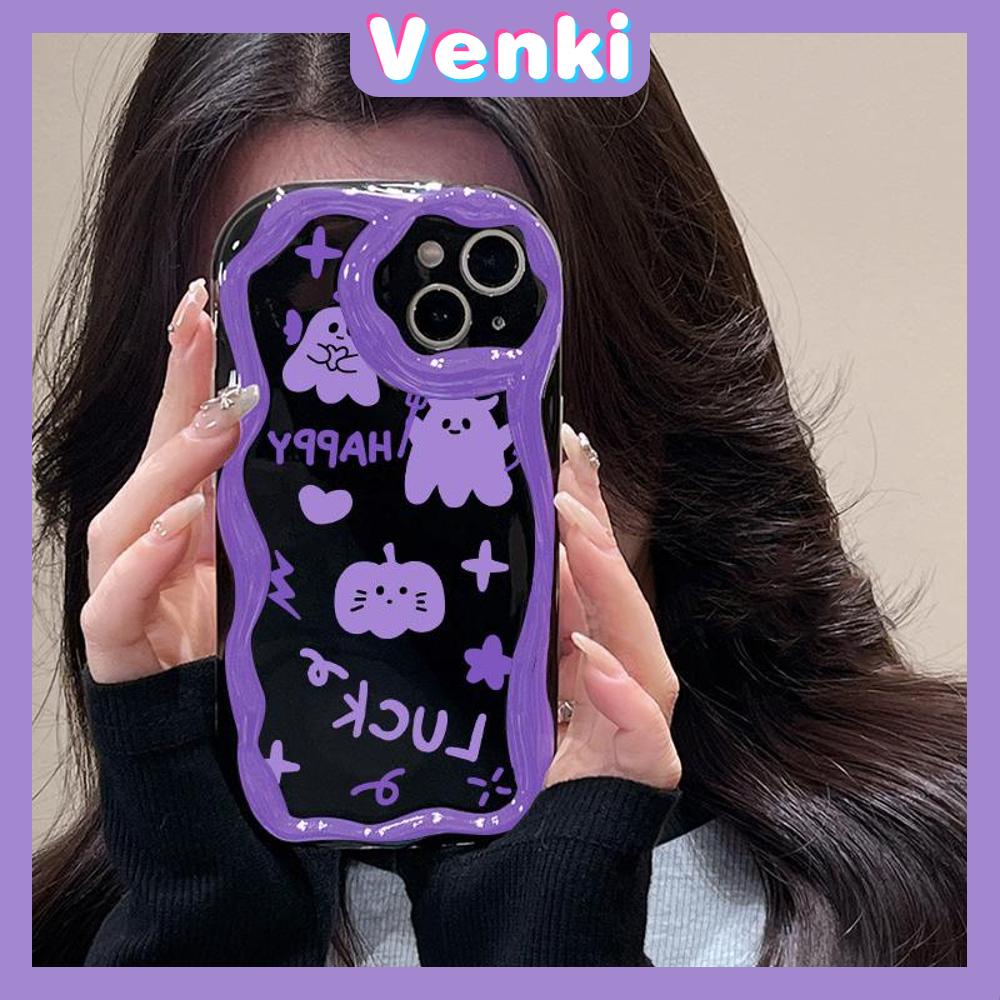 VENKI - For iPhone 11 iPhone Case 3D Curved Edge Shiny Finish Black TPU Airbag Shockproof Camera Case Purple Little Devil Compatible with iPhone 14 13 Pro max 12 Pro Max xr xs max