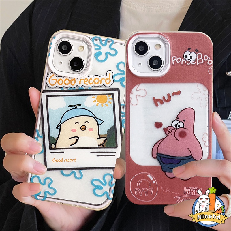 IPHONE Patrick Star Casing Kompatibel Untuk Iphone14 13 12 11 Pro Max X Xr Xs Max 8 7 6 6s Plus SE Removable 3-in-1 Lensa Tinggi Casing Ponsel Silikon Transparan Anti Jatuh Cover Pelindung