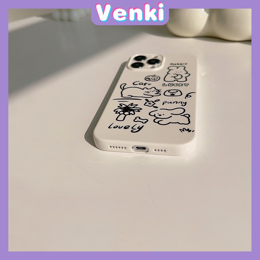 VENKI - For iPhone 11 iPhone Case White Glossy TPU Soft Shell Shockproof Camera Case Protection Stick Figure Animal Compatible with iPhone 14 13 Pro max 12 Pro Max xr xs max 7 8