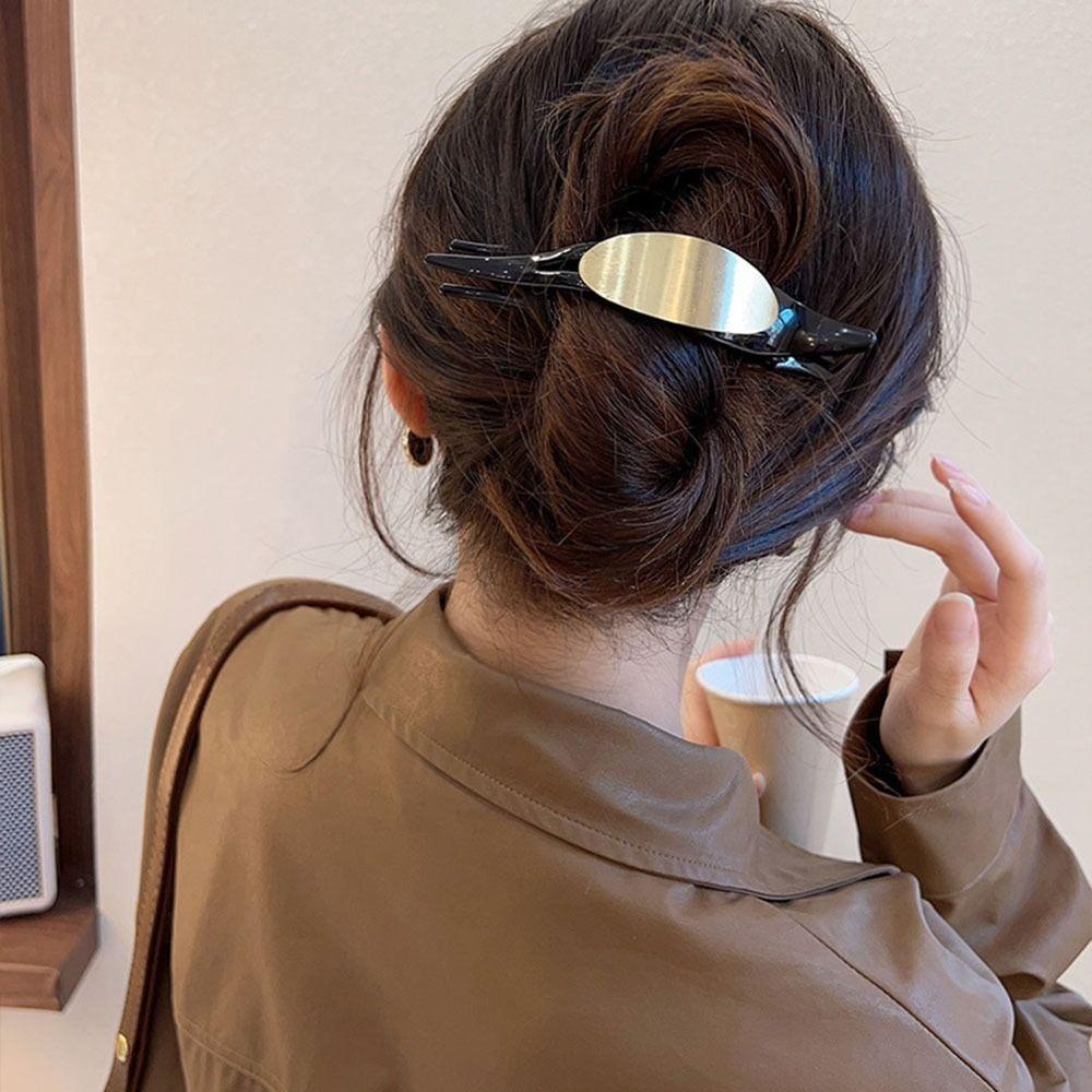 Fishstick Geometris Rambut Cakar Klip Rambut Fashion Ambil Klip Untuk Gadis Hiasan Kepala Tiga Gigi Penjepit Logam Untuk Wanita Ponytail Holder
