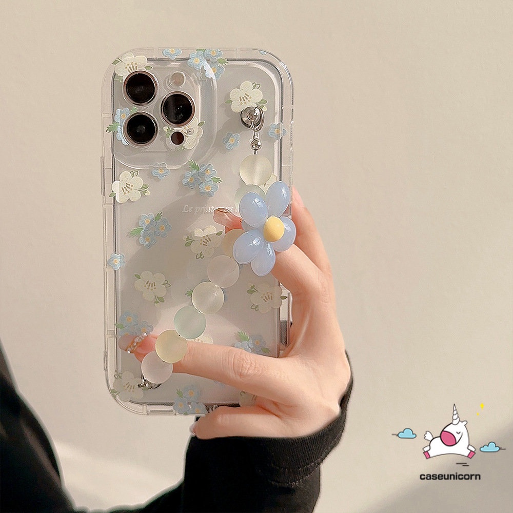 Case Gelang Bunga Untuk Realme C55 C53 5 5i 5s 7i 9i 6i C12 C25Y C21Y C25 C15 C33 C30 C30S C11 C20 C35 C3 C1 C2 C17 C25s Lembut Bening Segar Musim Panas Bunga Airbag Shockproof Case