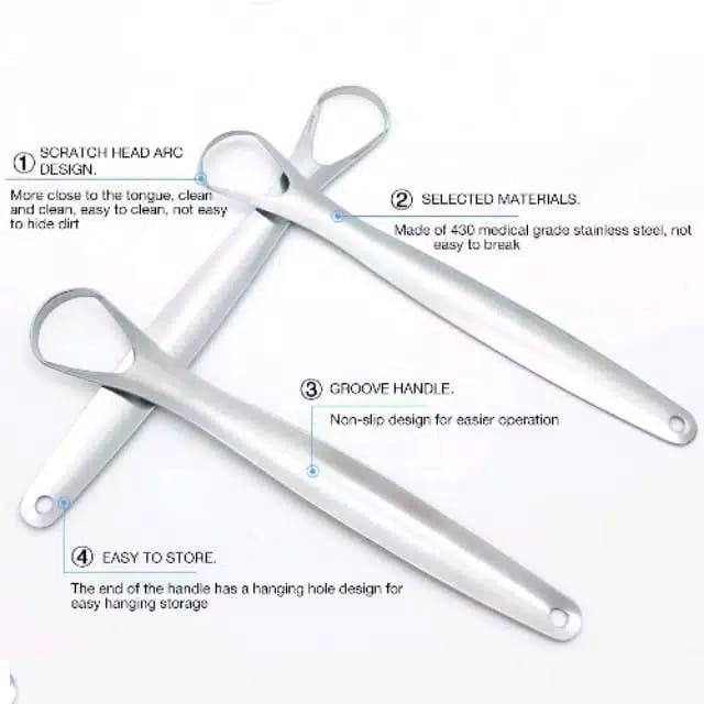 Pembersih Lidah - Bahan Stainless Steel Reusable Praktis dan murah