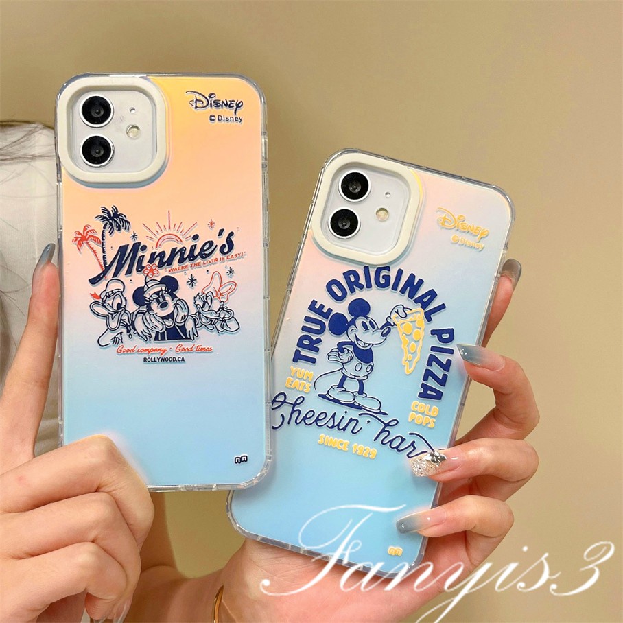 Compatible For IPhone 14 13 12 11 Pro Max X XR Xs Max 8 7 Plus SE 2020 Kompatibel Untuk Lucu Kartun Mouse IMD Laser Gradiasi Ponsel Case TPU Lembut Shockproof Cover Pelindung