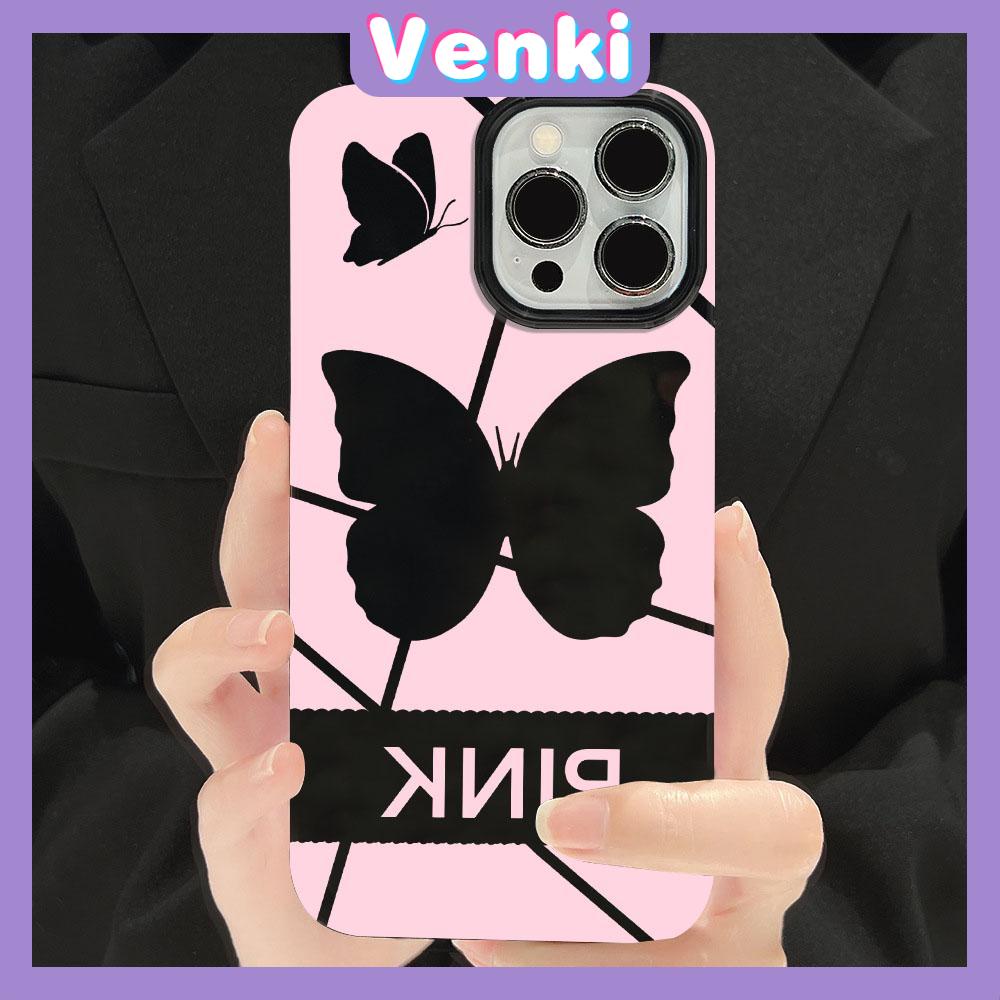 VENKI - For iPhone 11 iPhone Case Black Glossy TPU Soft Case Shockproof Protection Camera Beautiful Butterfly Compatible with iPhone 14 13 Pro max 12 Pro Max xr xs max 7Plus 8Plus