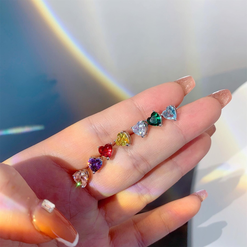 Anting zircon Hati peach Perak925, Cocok Untuk Desain niche Perempuan, Mudah Dipakai, Gaya Serbaguna