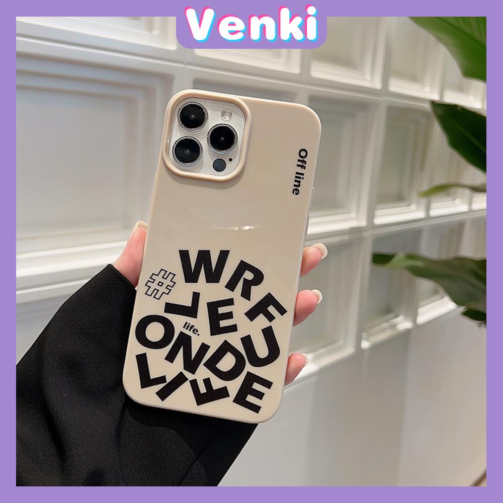 VENKI - For iPhone 11 iPhone Case Off-White Glossy TPU Soft Case Shockproof Protection Camera English Alphabet Compatible with iPhone 14 13 Pro max 12 Pro Max xr xs max 7 8Plus