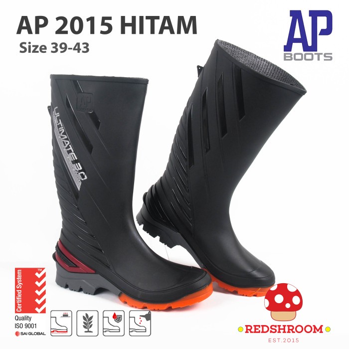 (COD) Sepatu Boot Tinggi AP Boots AP ULTIMATE 2015 HITAM TANGGUH FLEKSIBEL - 40