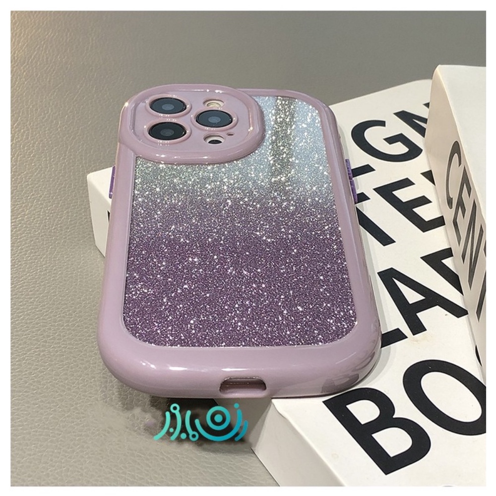 Casing Ponsel Bingkai Oval Glitter Ungu Muda Untuk iPhone 14 Pro 13 12 11 Pro Max Warna Permen Shockproof Bumper Penutup Belakang